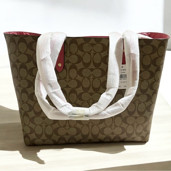 Coach Town Tote In Signature Canvas 76636 IMN91 IM/KHAKI POPPY - Picture 5 of 9